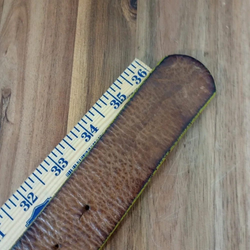 Vintage GAP Belt Y2K Brown Leather Statement Buckle Teal‎ Rhinestones Small